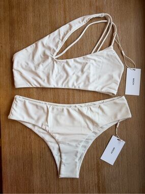NWT Mikoh Bikini Set - Queensland Top & Bondi Bottom in Ecru, Size Large